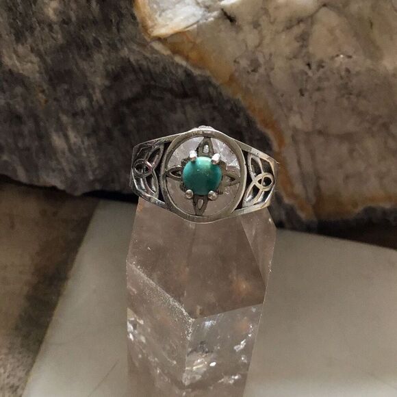Ring, Sterling Silver and Turquoise Ring, NEW, Handmade, size 7, Kingman Turquoi - Picture 4 of 10